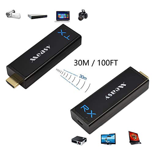 measy Wireless HDMI Transmitter and Receiver Wireless Audio Video HDMI Extender up to 30M/100Feet Support 1080P 3D Video from Laptop PC PSP Xbox Camera to Projector HDTV Monitor