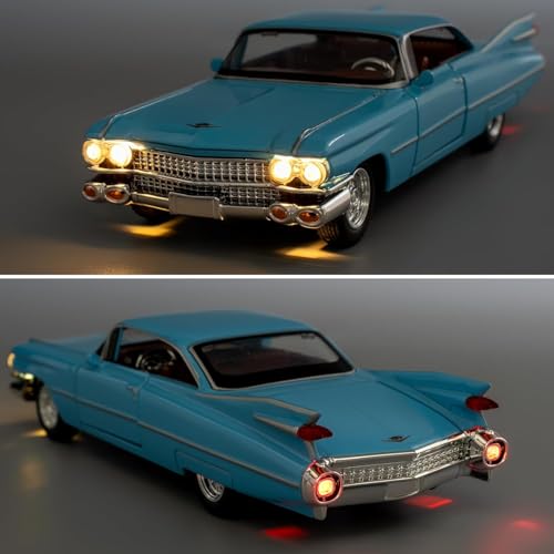 Image of FEXXA 1:32 Scale Die Cast Eldorado Cadillac Exclusive Alloy Metal Pull Back Die-cast Car Model with Sound Light Mini Auto Toy for Kids Metal Model Toy Car with Sound and Light? (1.32 Eldorado-Blue)