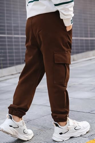 Image of ADBUCKS Boys' Cotton Cargo Joggers - Soft, Casual Pants with Pockets II Boy's Relaxed Cargo Joggers Pants for Boy
