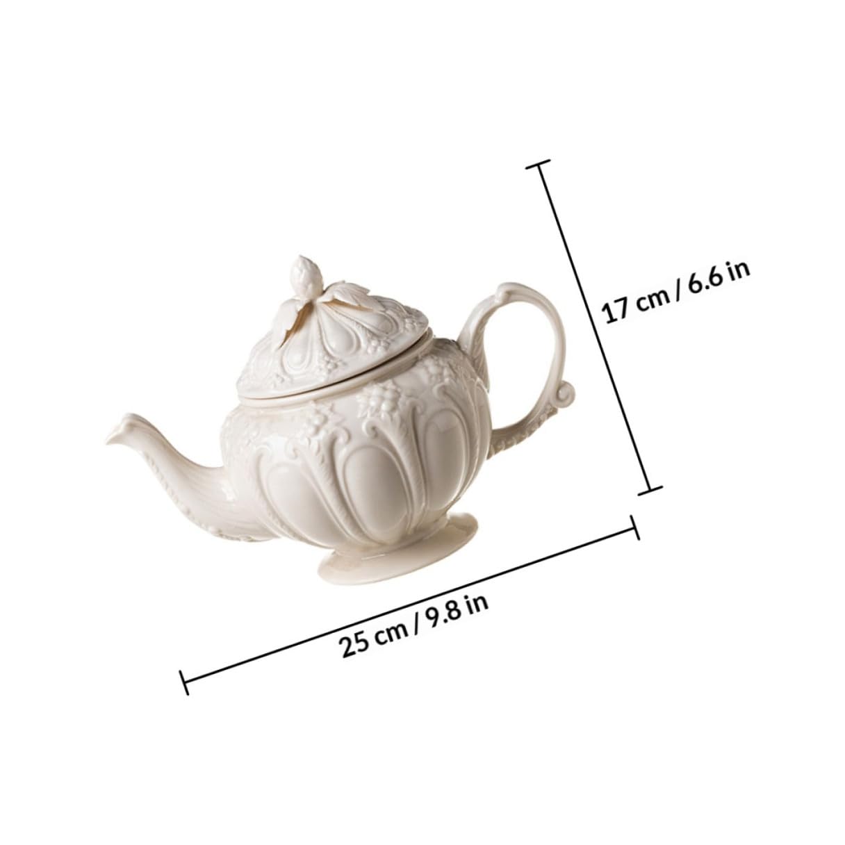 BESTOYARD Cafetera de Estilo Británico Vintage Relieve, Capacidad Grande y Asa Cómoda de Cerámica Beige para Uso en Cocina Retro
