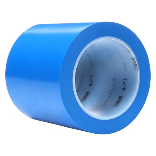 Image of 3M TALC Vinyl Tape 471, 4 in x 36 yd, Blue, 1 Roll, Blue Floor Tape, Paint Alternative for Floor Marking, Social Distancing, Color Coding, Safety Marking