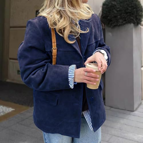 Suede Blazer Women Faux Suede Jacket Old Money Aesthetic Y2k Oversized Casual Jackets for Women 20244