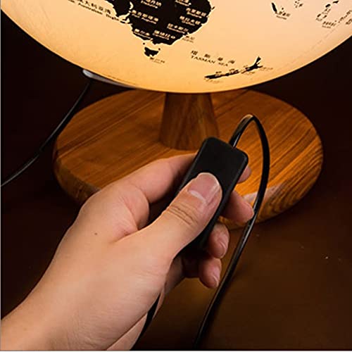 Temkin World Globe 12.5 Inch Diameter Black And White Earth Globe With Wooden Base Illuminated Led Geographic Globe Rotating Kids Gift Globes Decor #TOP4