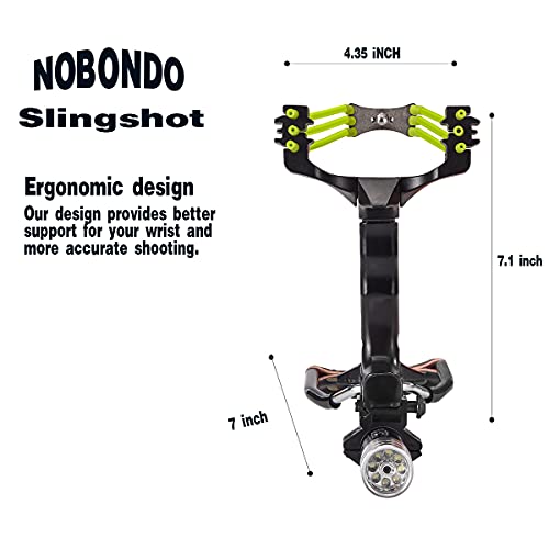 Nobondo Strong Folding Slingshot - Powerful Adjustable Slingshot Rocket With Wrist Brace Hunting Survival Catapult With 2 Rubber Bands And 100 Ammo Balls #TOP1