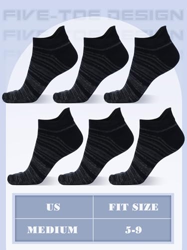 Image of Fourluoo 3 /6 Pairs Women Toe Socks Cotton Breathable Ankle Five Toe Socks for Men Women Athletic Running