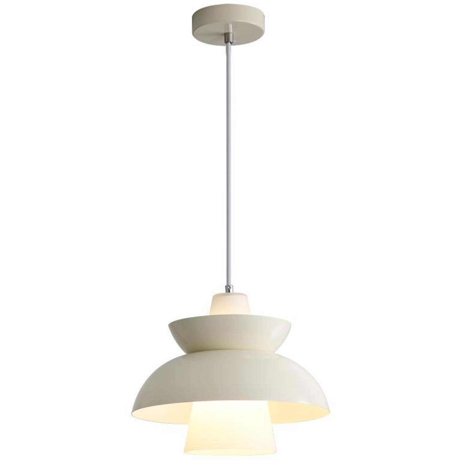 CSXSXAUO Modern Pendant Light,Iron Lampshade Glass Shade Lamps, Indoor Ceiling Semi -Flush Mount Chandelier Bedroom Restaurant Living Room Kitchen Island Hanging Lights (Color : White Star