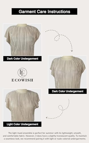 ECOWISH Summer Maxi Dress Women Cocktail Formal Wedding Guest Long Short Sleeve Pleated Dresses Empire Waist Crew Neck Slit4