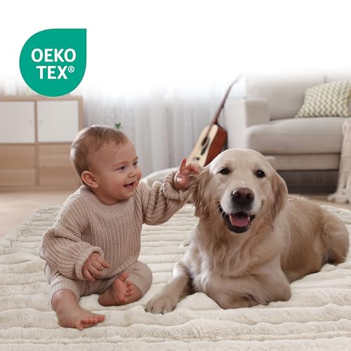 Waterproof Dog Blanket for Bed, Luxury Plush Washable Large Dogs Blankets for Furniture Protection, Super Soft Calming Pet Blanket for Indoors (Cream, 50"x60") - Image 4