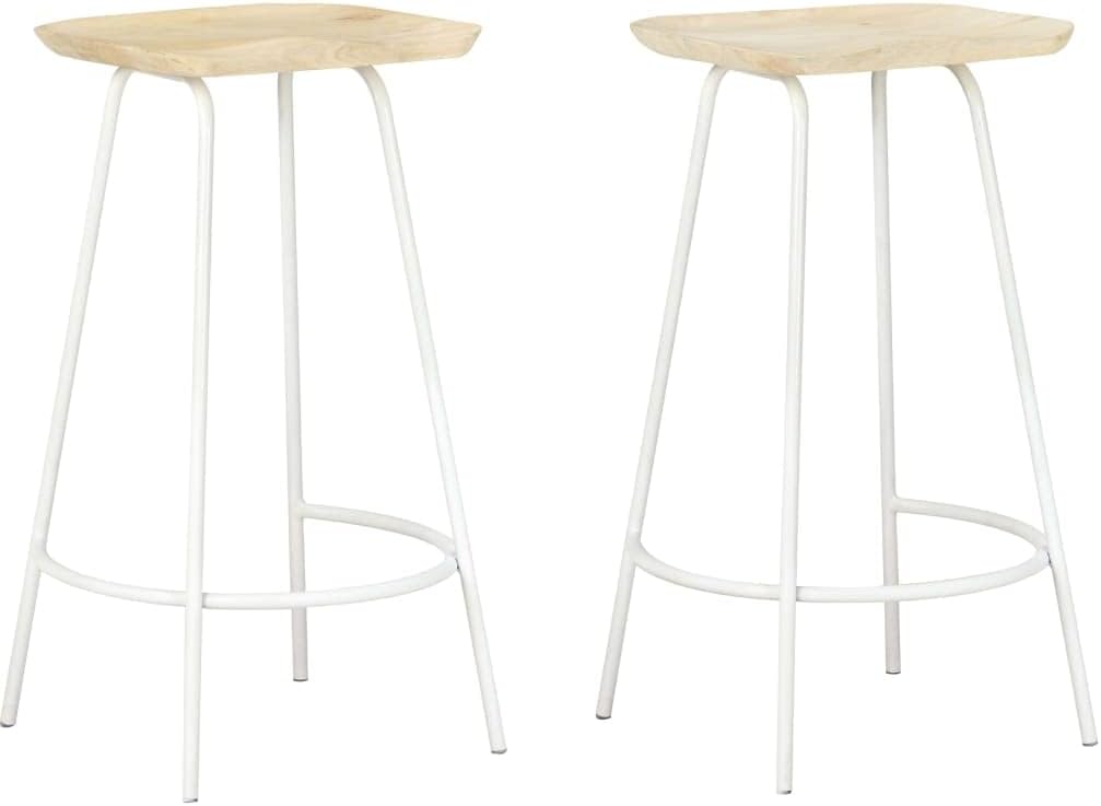 Bar Stools,Restaurant Chairs Wooden stools Lounge stools Breakfast bar stools Outdoor Stool Suitable for bar, Dining Room, Kitchen, Living Room 2 pcs Solid Mango Wood