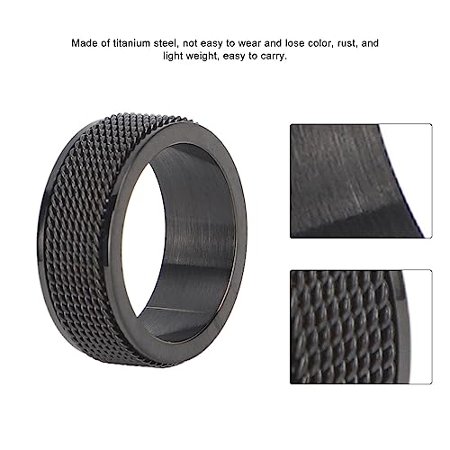 Męski pierścień Obrotowy, 8MM Bezszelestny Fajny Fidget łańcuszek Przeciwlękowy Stalowy Fajny pierścień Lękowy dla Mężczyzn Dorośli (Czarny)