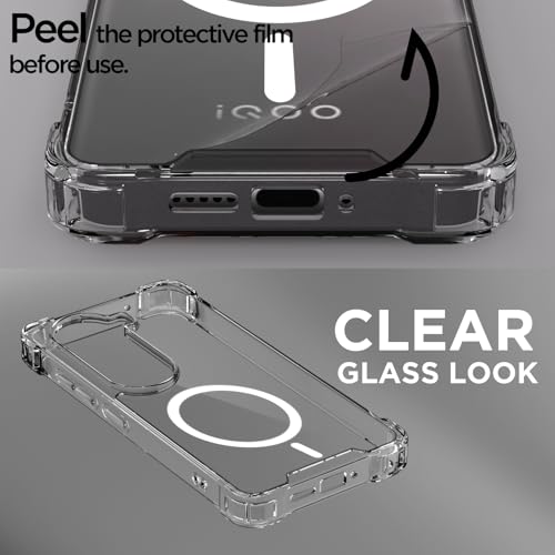 Image of Pikkme Back Cover for iQoo Z9s 5G / Vivo V40e 5G Mag-Safe Shockproof PC + TPU Protective Case Magnetic Support Bumper Case (Transparent Mag-Safe)