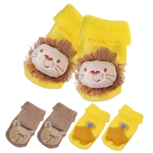WRITWAA Cute Cartoon Baby Socks 3 Pair Set Soft Cotton Non-slip Sole Floor Socks for Boys and Girls