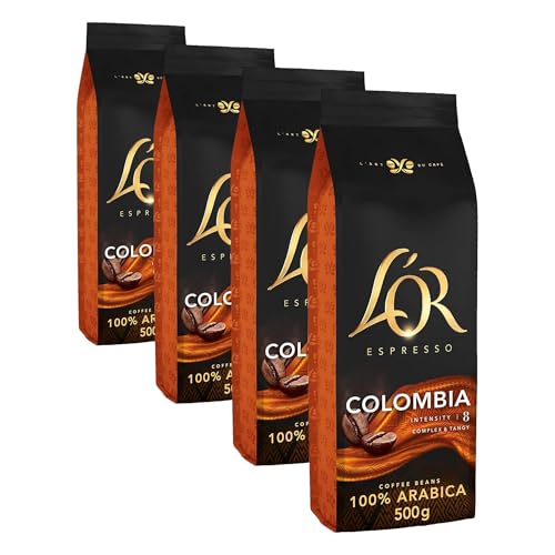 L'OR Espresso Colombia Café en Grano Natural 100% Arábica - Intensidad 8 | 500g (Paquete de 4)