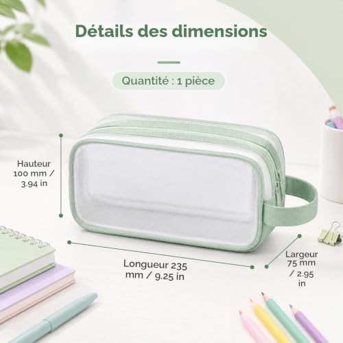 Trousse 2 Compartiments Fille, Trousse Transparente en Maille Résistante – vue 2
