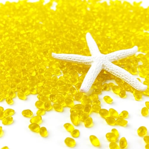 Image of 1 LB (460g) Tumbled Irregular Sea Glass Gemstone Chips, Yellow | Vibrant Long-Lasting Hues, Premium Polished, Safe Non-Toxic Material, Ideal for DIY Crafts & Decorations