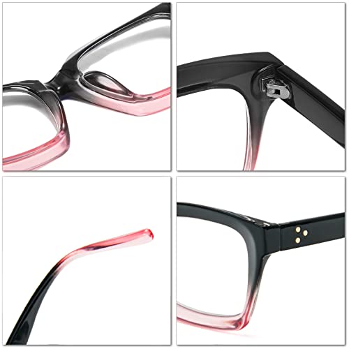 Image of REAVEE 2 Pack Oversized Reading Glasses for Women Men Blue Light Blocking, Ladies Stylish Retro Square Large Computer Readers (Black Pink /Pink Leopard 2.25x)