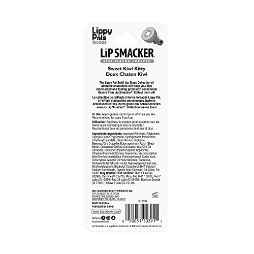 Lip Smacker Kitty Kitten Lip Gloss Flavored Lippy Pal Swirl, Kitten, Sweet Kiwi Kitten, 0.14 Ounce #TOP2