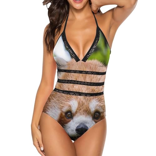 Maillot de bain une pièce femme motif mignon raton laveur bikini monokini de natation