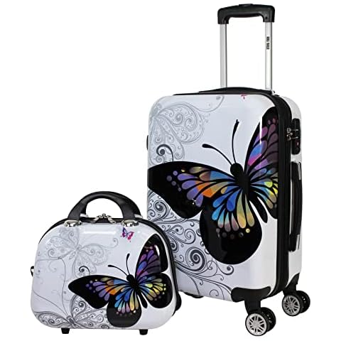 World Traveler Butterfly Hardside Spinner Luggage Set Cover