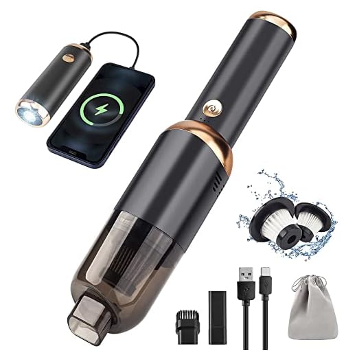 Aspiradoras Potentes 9500PA Capacidad De 150ML Aspiradora De Mano 3 IN 1 Con Batería De 4000mAh Carga Rápida USB-C Aspirador De Coche Con 2 HEPA Filtro Lavable Para Coches Pelos Casa Mascotas