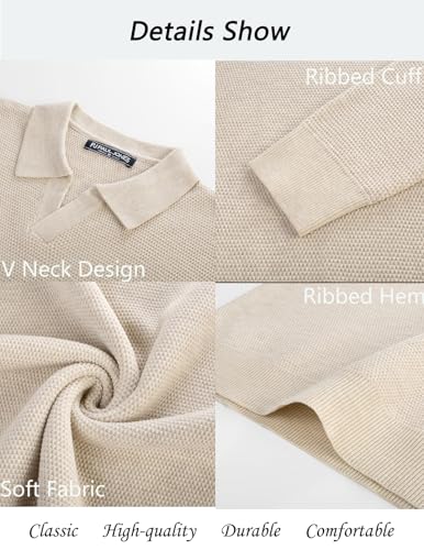 PJ PAUL JONES Mens Sweater Long Sleeve V Neck Pullover Sweater Knitted Textured Sweater2
