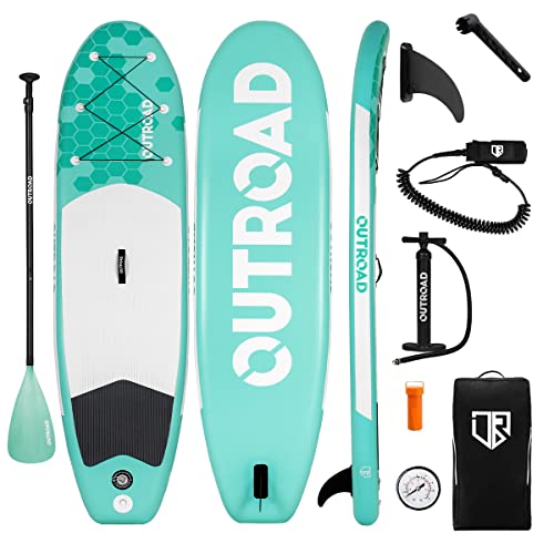 Max4out Premium Stand Up Inflatable Paddle Board with Premium sup Accessories & Backpack, Non-Slip Deck, Waterproof Bag, Leash, Paddle,Hand Pump,Barometer and Surf Control Fin (Blue/Orange)