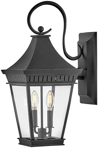 Hinkley Chapel Hill Large Wall Mount Lantern - Traditional, 2-Light, Aluminum - Museum Black Finish