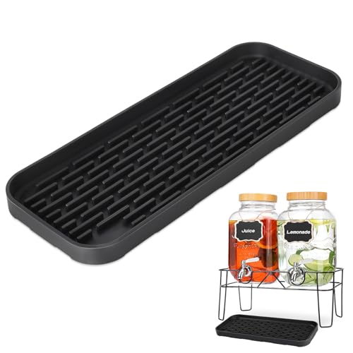 HALAGAS Drip Tray for Drink Dispenser, Silicone Drip Pan for Drink Dispenser, Beverage Drip Tray for Coffee Bar Restaurant Countertop or Kitchen Spill Protection (Black)