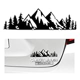 Ziciner Vinyl Snow Mountain Tree Decal Sticker, Waterproof Trunk Logo Decal Sticker with Edge Squeegee, Universal Car Exterior Accessories for Autos, SUVs, Trucks Window Laptop Tumblers (Black)