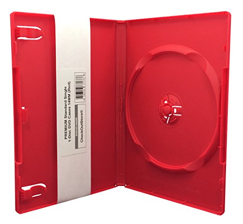 CheckOutStore (10) Premium Standard Single 1-Disc DVD Cases 14mm (Red)