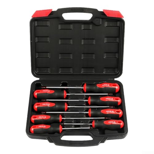 Juego de 8 puntas magnéticas para destornilladores Torx extra largos de metal T8 a T40, mango ergonómico suave antideslizante para uso versátil