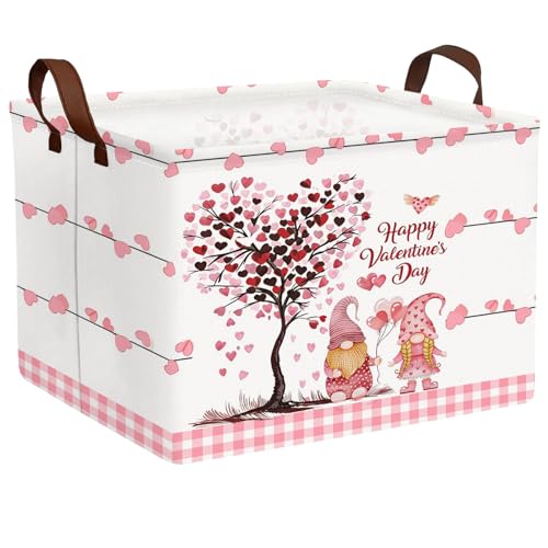 Image of Cute Large Valentine's Day Gift Basket Empty Heart Decor Storage Bin for Kid Baby Room Decor (Pink Dwarf Love Tree)