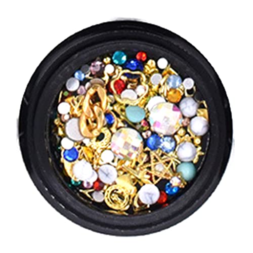 Gergxi 14D Nagelkunst-Strass-Nieten, goldfarbene Nagelnieten, Ketten-Set, Nagelkristalle, klar, Nagelschmuck, Dekoration… – Bild 5