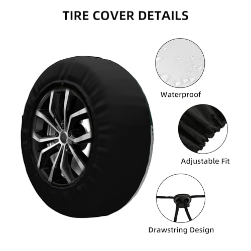 Image of Camping Spare Tire Cover Waterproof Tire Wheel Cover Dust-Proof Wheel Protector Fit for Trailer Rv SUV Truck Camper Travel Trailers Accessories (Happy Camper)