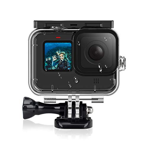 AuyKoo Carcasa Impermeable para Gopro Hero 9 Black, Protector Submarina Carcasa Sumergible Cubierta de Vidrio Templado Cubierta de Lente Transparente Accesorios de Cámara para Gopro Hero 9 Cover