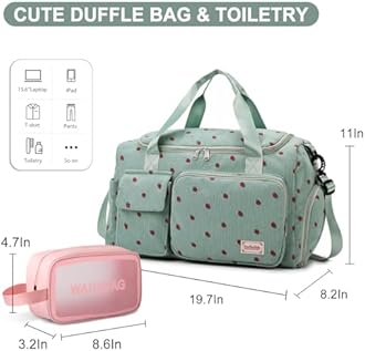 Small Gym Bag for Women, Travel Duffle Bag Carry On Weekender Bag with Shoe Compartment