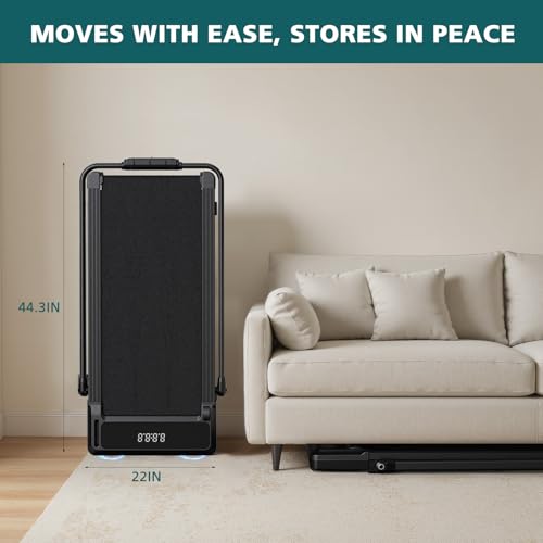 image for Smug Compact Armless Treadmill, Space Saving Design for Home & Office,