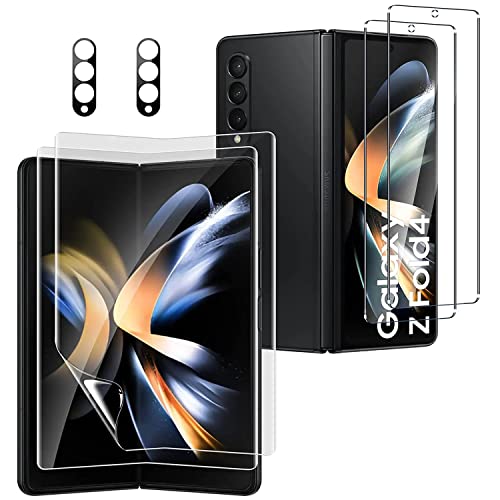 Tempered Glass Screen Protector for Samsung Galaxy Z Fold 4+ - 2X Protection with Inner Soft TPU Film Shield and Camera Lens Protector - Scratch Resistant Bubble Free