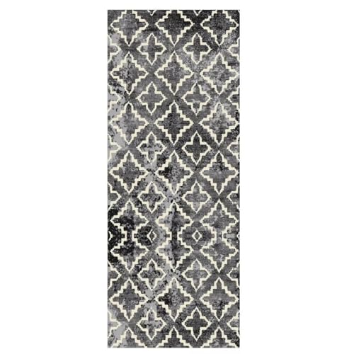 ZUZEKU Abstrakte Läufer Flur Küche Waschbar rutschfest 40X60cm Vintage Grau Lang Küchenteppich Flurteppich Teppich Fur Korridor Wohnzimmer Schlafzimmer Meterware Anpassbar