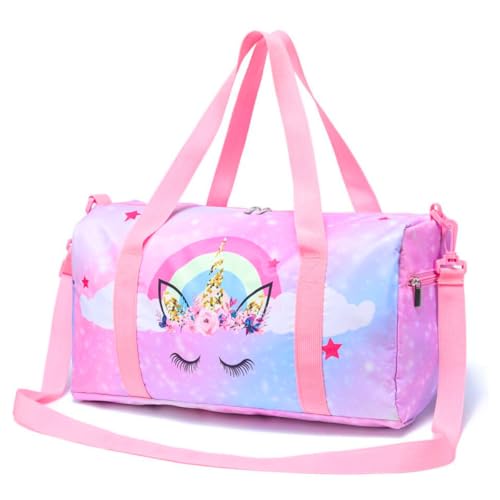 Bolsa Sacola Infantil Viagem Passeio Meninas Escolar Criança Balé Natação Sereia Unicórnio Rosa Lilás Atividades Ombro Alça (Unicórnio)