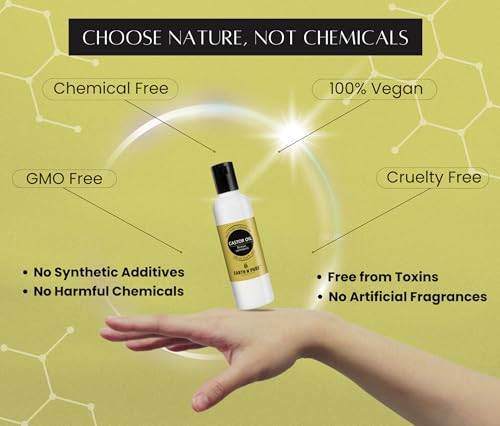 Image of Earth N Pure Castor Oil (Arandi Oil) Cold Pressed, Natural, Therapeutic Grade for Hair Growth, Nails, Eyelash 100 ml