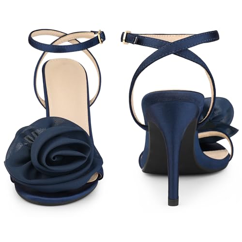 Perphy Flower Heels Satin Stiletto High Heel Sandals for Women2