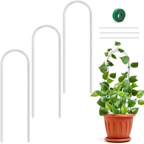 Vokvaktak 3 Pack U-Shape Acrylic Plant Trellis for Indoor Climbing Plants, 16 Inch Small Plant Trellis, Potted Plant Climber Support for Pothos, Vine Ivy, Houseplant