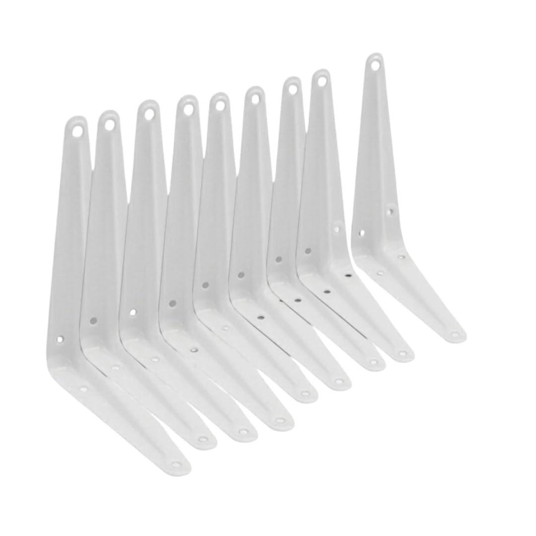 SCORPIO HARDWARE® 10 Pack London Shelf Brackets, Wall Mounted Shelve Brackets, Shelving Support Brackets, Book Shelf Bracket, Floating Shelve Bracket (White, 10" x 8")