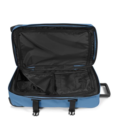Image of EASTPAK Tranverz M - 78L Medium Soft Sided Checked Luggage, Dual Compartments, TSA Lock, Compression Straps & Smooth Inline Wheels, Aviator Blue
