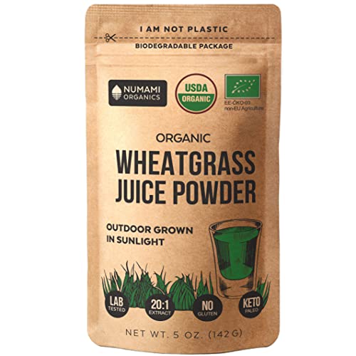 Numami Organic Wheatgrass Juice Powder - 100% Water Soluble Grown in USA and USDA Certified Organic 20 Times More Concentrated Than Raw Wheatgrass