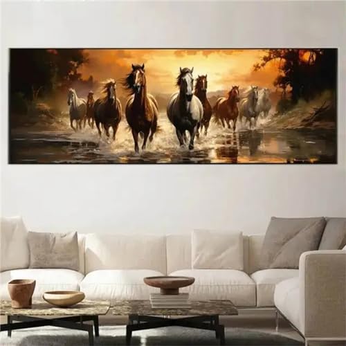 Peinture diamant cristal de prestige format panoramique 90x270cm motif cheval