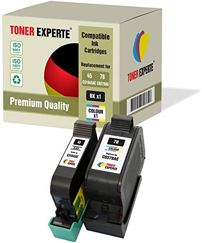 TONER EXPERTE Pack de 2 XL Cartuchos de Tinta compatibles con HP 45 78 51645AE C6578AE para HP Officejet 1170 G55 G85 G95 K60 K80 Photosmart 1000 1100 1115 1215 1218 1315 P1000 P1100 (Negro, Color)