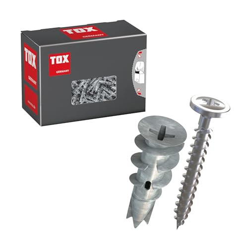 TOX Gipskartondübel Spiral Plus + S 32 mm Dübel inkl. Flachkopfschraube PZ2 für EIN-und zweilagige Gipskartonplatten ohne Vorbohren Gipsfaserplatte 25 Stück im Karton 06819171