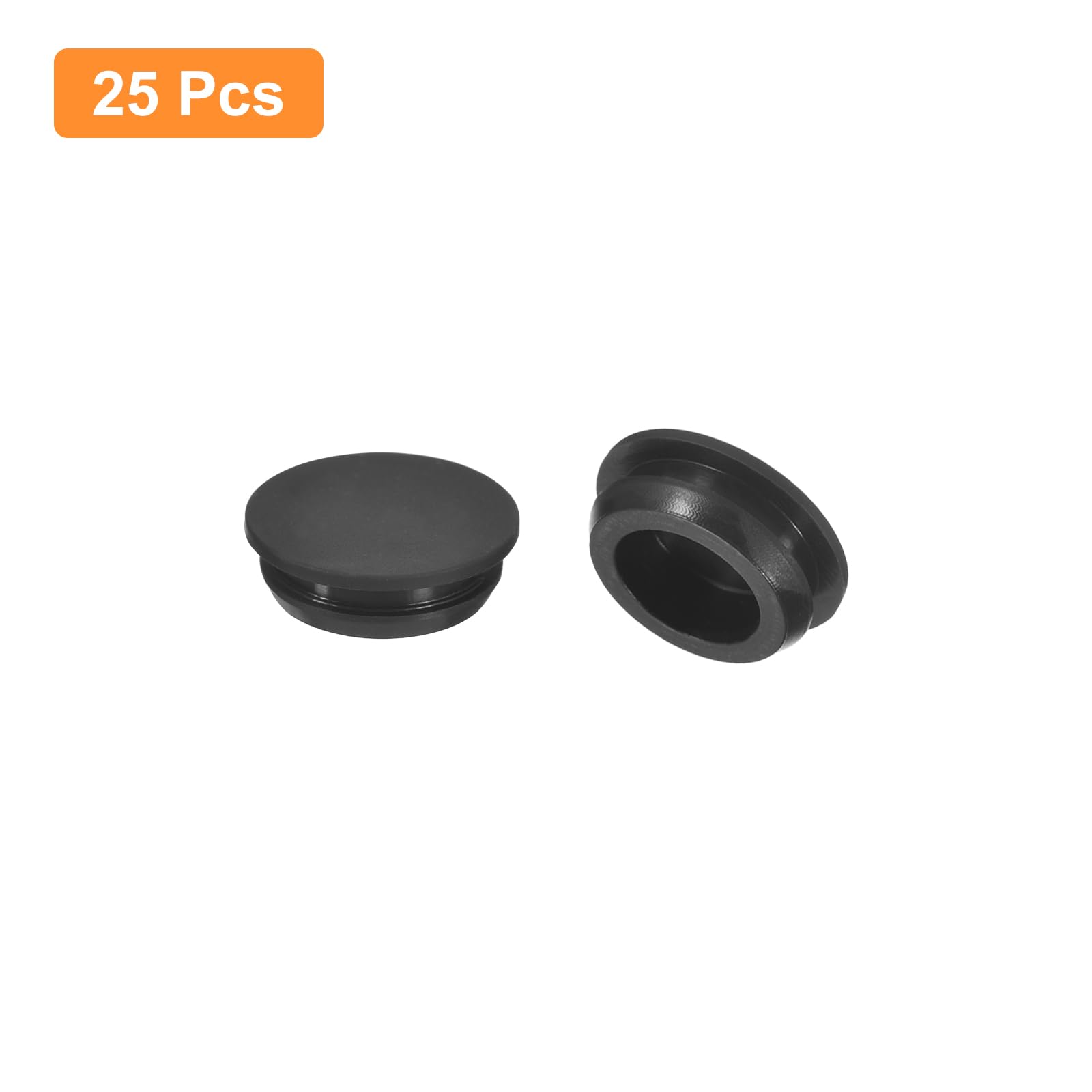 QUARKZMAN 25 sztuk silikonowych zaślepek, okrągłych gumowych zaślepek do otworu 14,5-15,5 mm, wodoodporne zaślepki otworów, metalowe zatyczki do rur, ruchome nasadki końcowe, czarne gumowe zatyczki